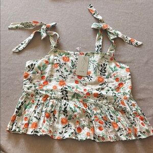 NWT Joie linen peplum top